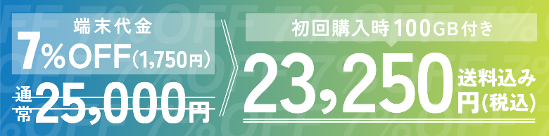 初回購入時100GB月付き23250円送料込み